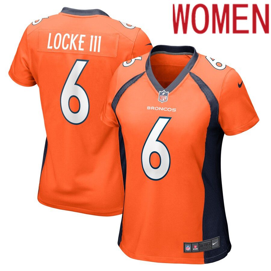 Women Denver Broncos #6 P.J. Locke Nike Orange Game Player NFL Jersey